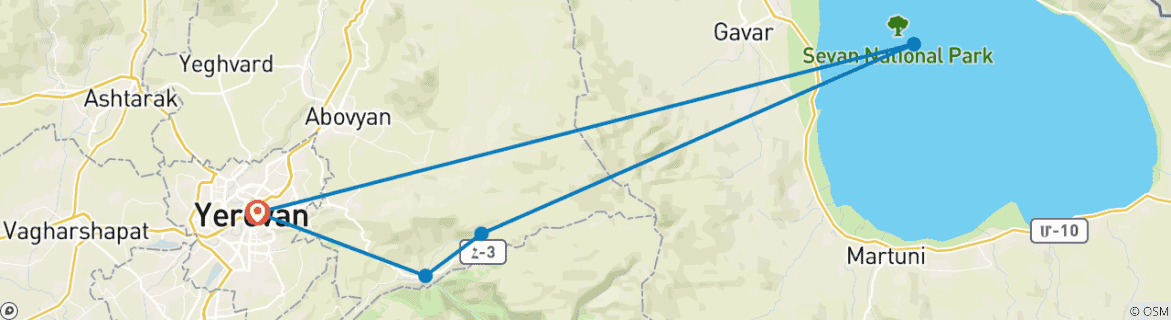 Foto van een kaart met de route van de rondreis