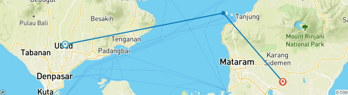 Carte du circuit Wanderlands Giliet - Lombok - 7 jours