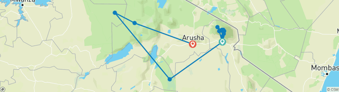 Foto van een kaart met de route van de rondreis