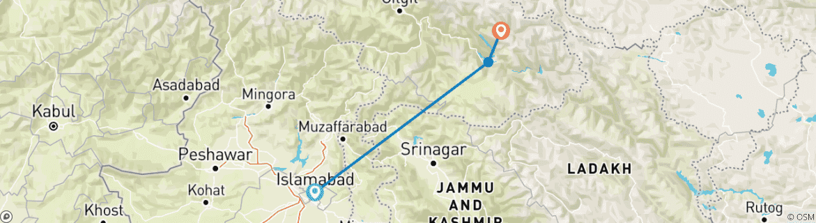 Map of Four 8,000m Base Camps in Karakoram Range Pakistan - Karakoram Trek Pakistan 2023-24