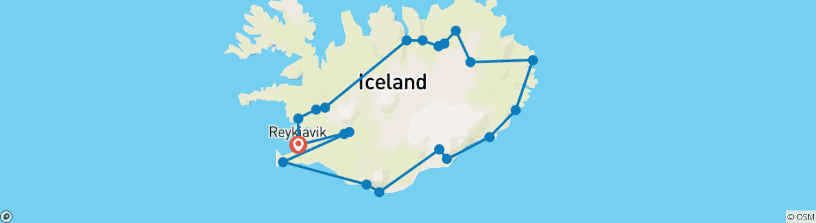 Mapa de Explorador de Islandia - 10 días /9 noches