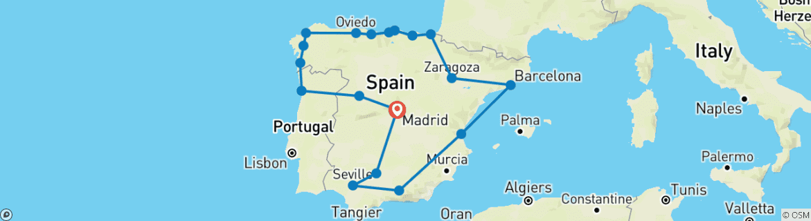 Map of Discovery of Spain & North Portugal - 14 Days