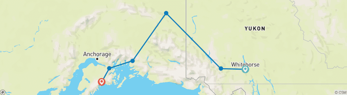 Karte von Coast Mountains des Nordens | Sightseeing-Reise (7 Tage)