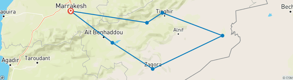 Karte mit der Reiseroute