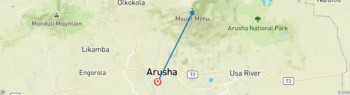 Foto van een kaart met de route van de rondreis