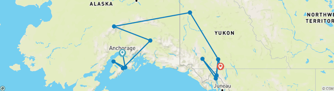 Image d'une carte montrant l'itinéraire du circuit