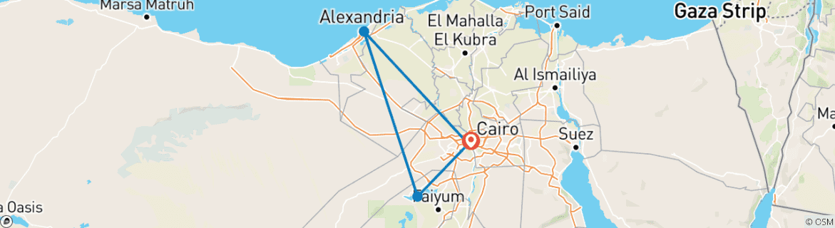 Karte mit der Reiseroute