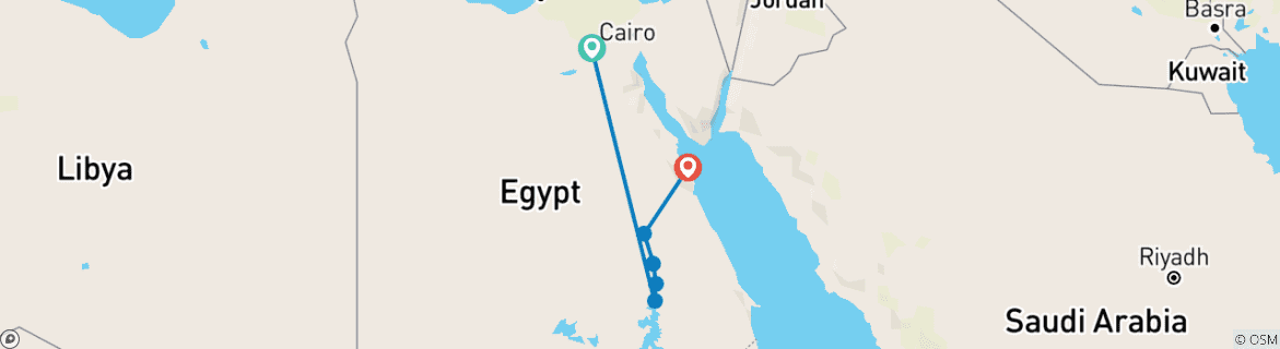 Karte von Ägypten: Kairo, Nilkreuzfahrt & Hurghada Entdeckungsreise - 10 Tage