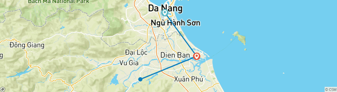 Carte du circuit Danang - Hoi An 3 jours et 2 nuits en petit groupe