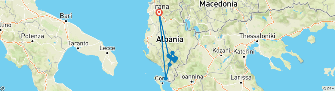 Image d'une carte montrant l'itinéraire du circuit