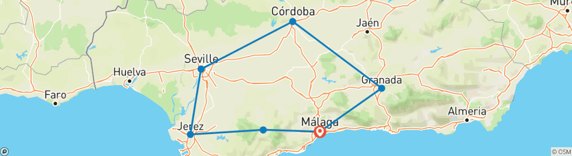 Map of Heart of Andalusia 11 Days, Self-drive