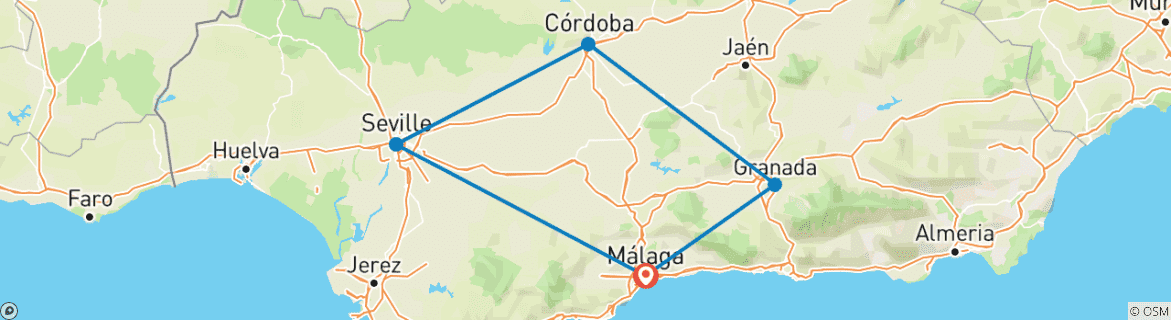 Map of Heart of Andalusia 6 Days, Self-drive