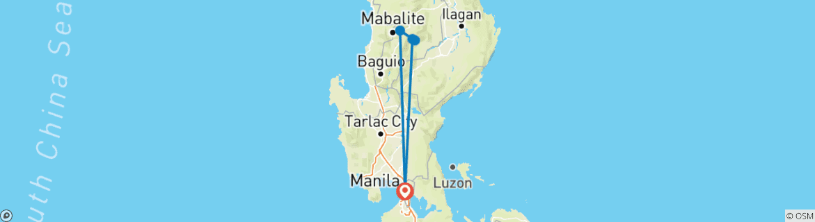 Foto van een kaart met de route van de rondreis