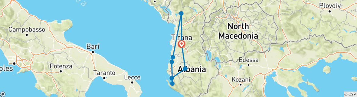 Map of Albania Adventure