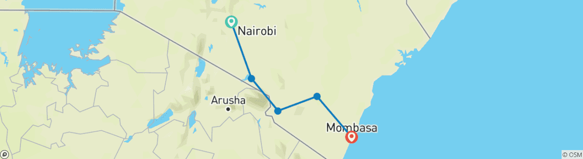 Karte mit der Reiseroute