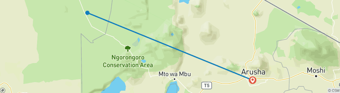 Map of 3 Days - Serengeti (2 nights) and Ngorongoro Crater