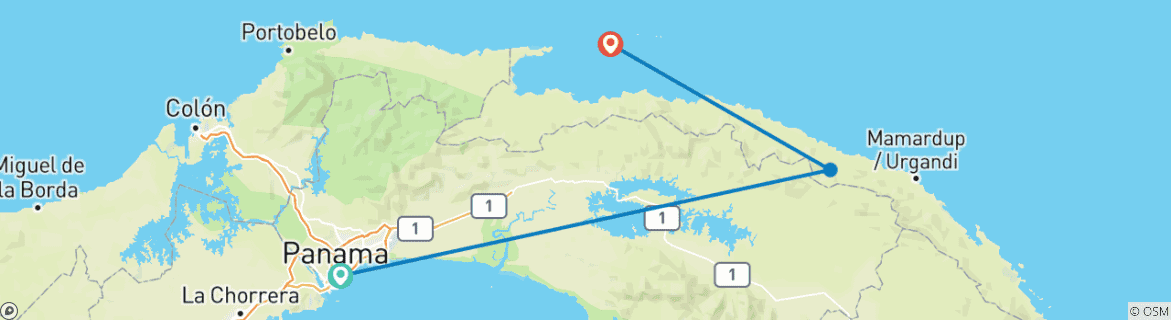 Kaart van Panama & San Blas - lokale ontmoetingen - 8 dagen, 7 nachten