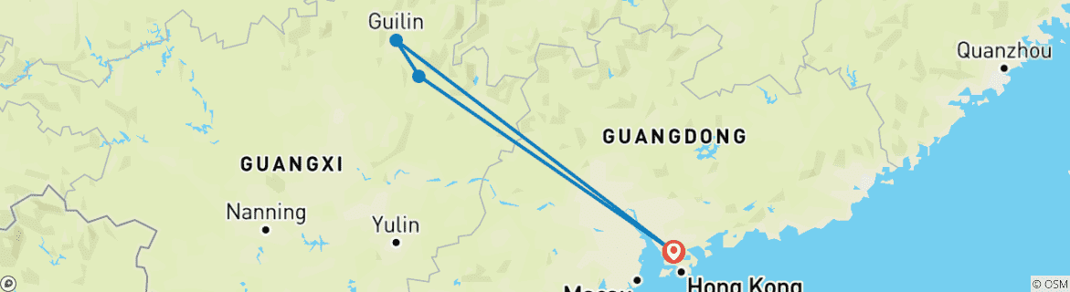 Map of Explore Longji & Guilin by bullet train from Shenzhen 7D