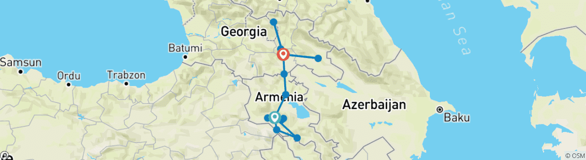 Image d'une carte montrant l'itinéraire du circuit