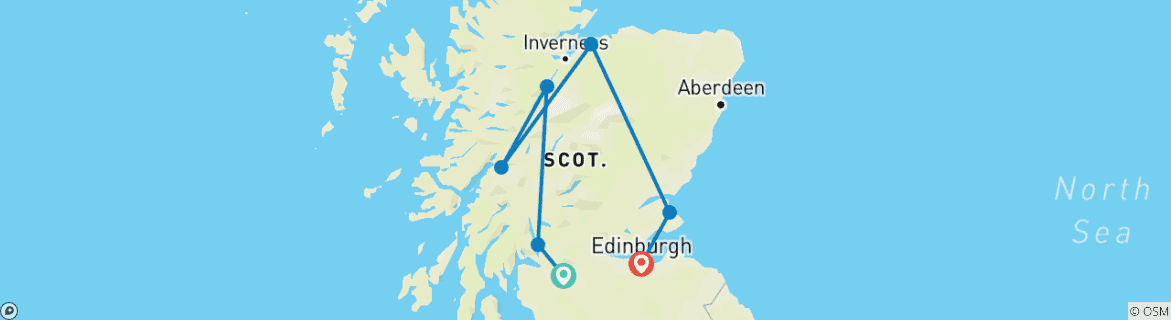 Carte du circuit Le goût de l'Écosse - 6 jours/5 nuits (7 destinations)