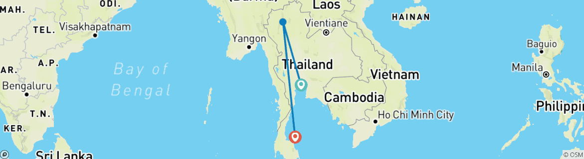 Map of Thailand: intensive tour (3 weeks)