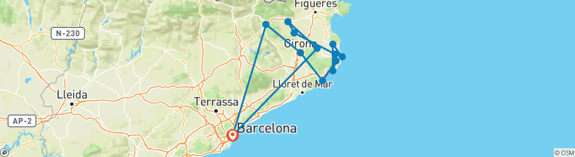 Map of Cycling Girona and the Catalan Coast