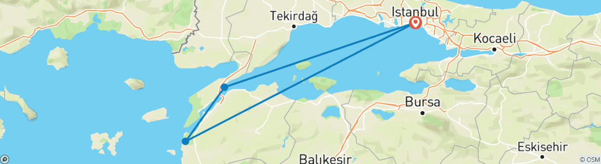 Karte mit der Reiseroute