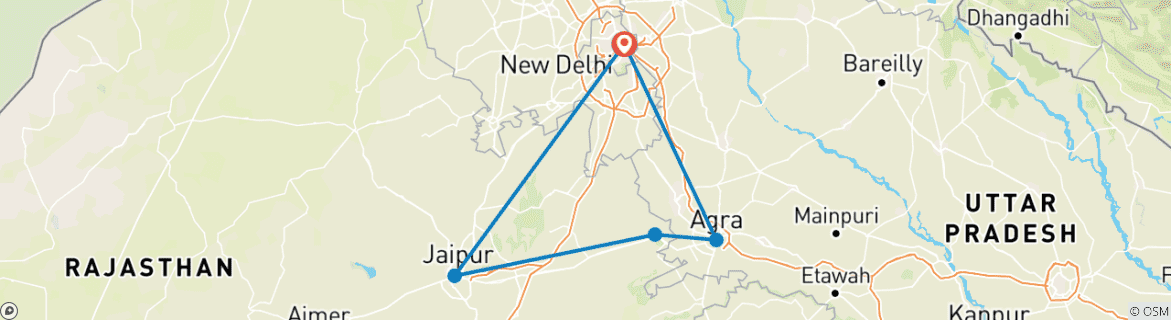 Foto van een kaart met de route van de rondreis