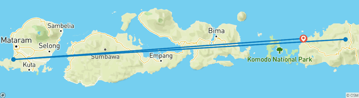 Image d'une carte montrant l'itinéraire du circuit