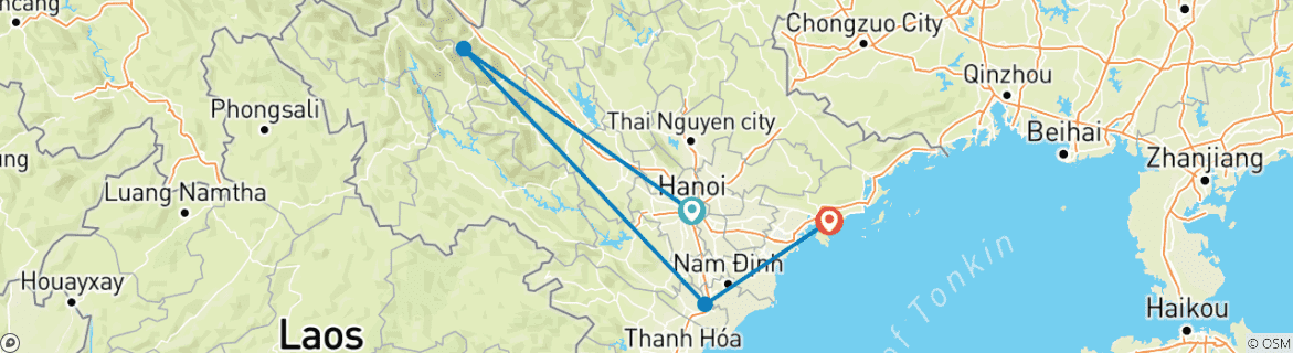 Karte von Entdeckung des Nordens von Vietnam - 7 Tage