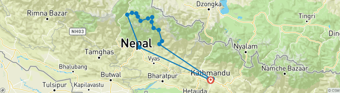 Map of Nar Phu Valley Trek