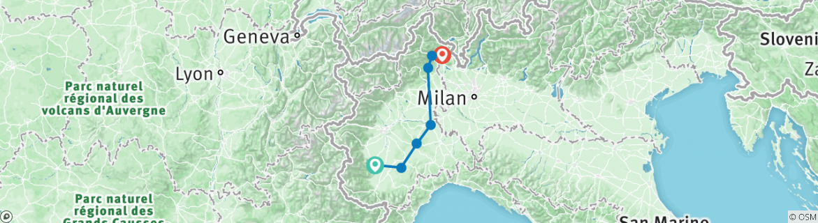 Map of Cycling Italy's Piedmont Plus! Lake Maggiore