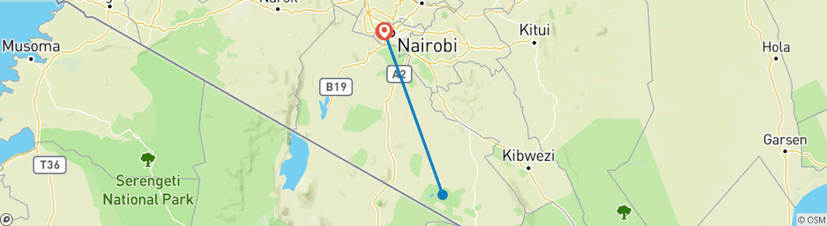 Map of 3 Days 2 Nights Amboseli Safari Tour