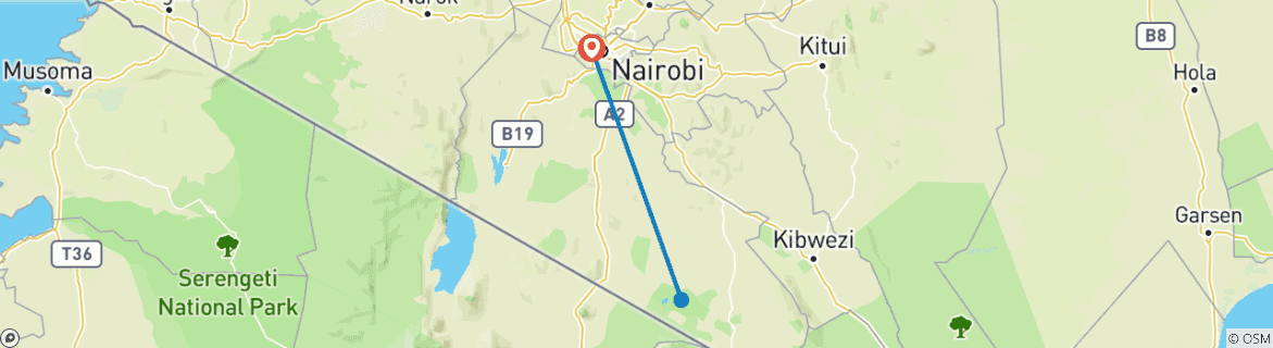 Map of 3 Days 2 Nights Amboseli Safari Tour With A Visit To Giraffe Center