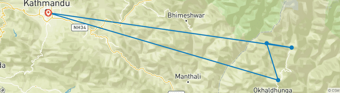 Foto van een kaart met de route van de rondreis