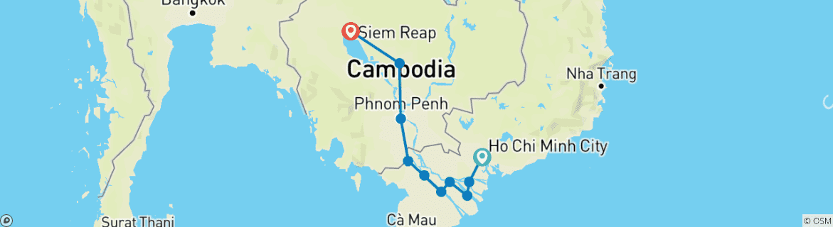 Foto van een kaart met de route van de rondreis