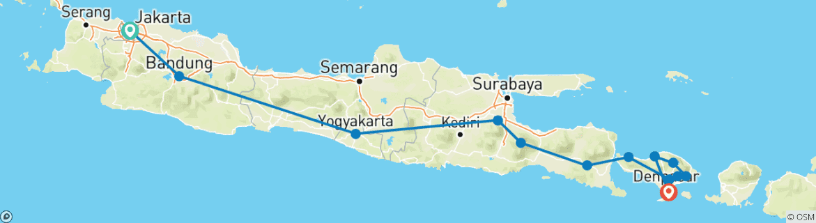 Carte du circuit Explorer Java et Bali