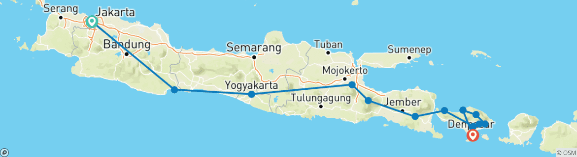 Map of Java & Bali Explorer (13 destinations)