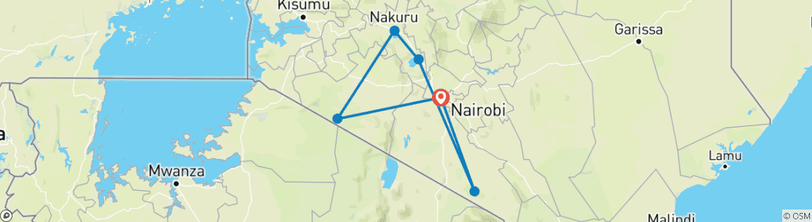 Foto van een kaart met de route van de rondreis