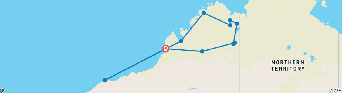 Map of Kimberley 21 Day "Nulla Nulla" 4WD Camping Safari