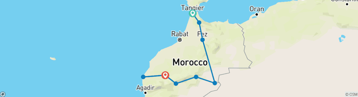 Karte von Von Tanger nach Marrakesch - 10 Tage