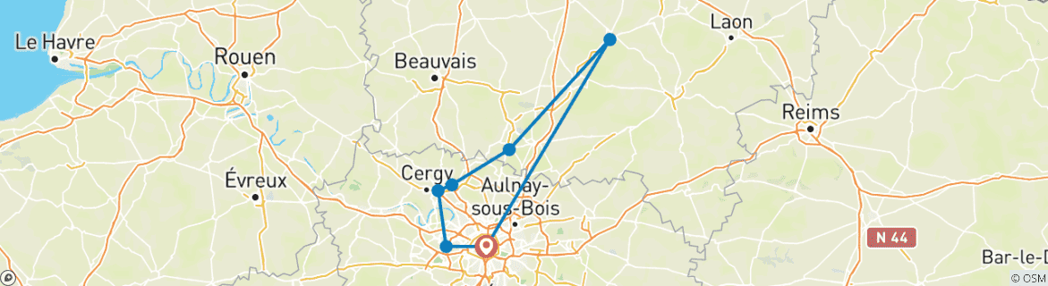 Map of Historic Residences, Local Cuisine, and Hidden Gems in the Oise Valley (port-to-port cruise) (7 destinations)