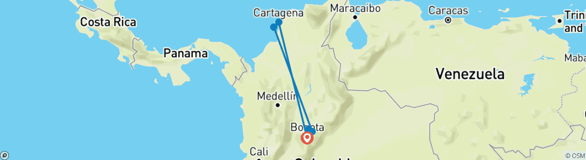 Map of A Colombian Introduction: Bogota and Cartagena Tour