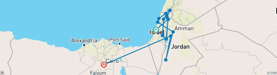 Kaart van Hoogtepunten van het Midden-Oosten - Israël Jordanië & Caïro