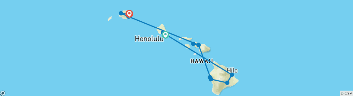 Karte von Hawaii Vier Inseln Abenteuer - 13 Tage