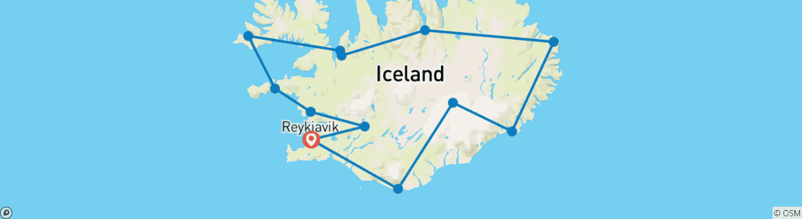 Mapa de Rodea Islandia - 12 días