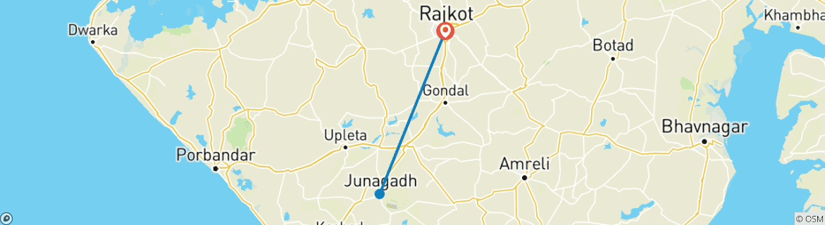 Mapa de Expedición al patrimonio de Rajkot y Junagadh