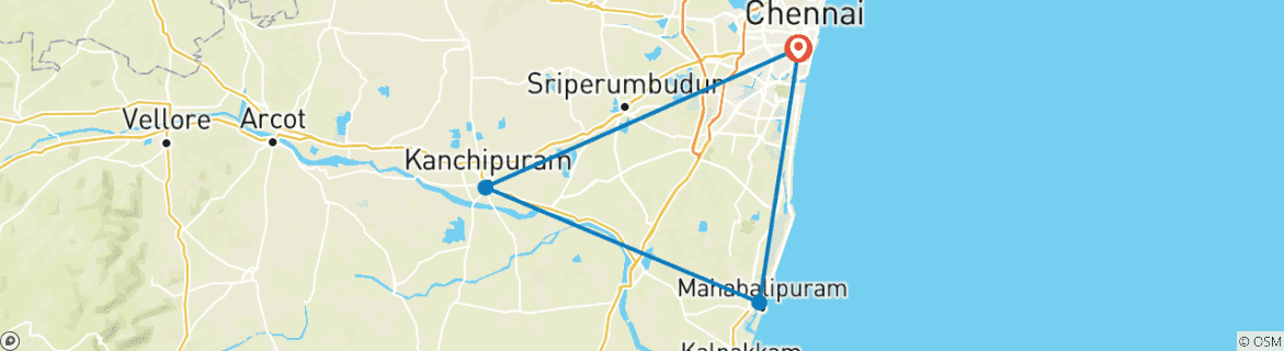 Karte von Chennai, Kanchipuram & Mahabalipuram