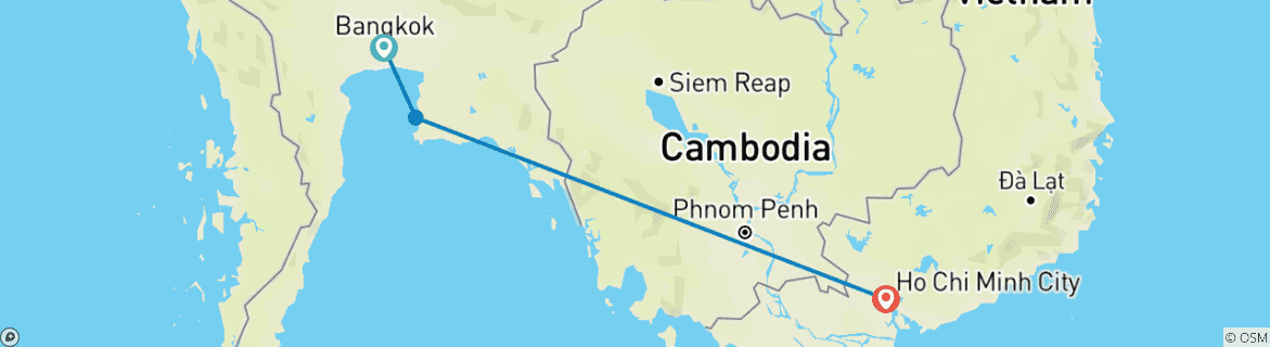 Map of 9-Day Thailand & Vietnam