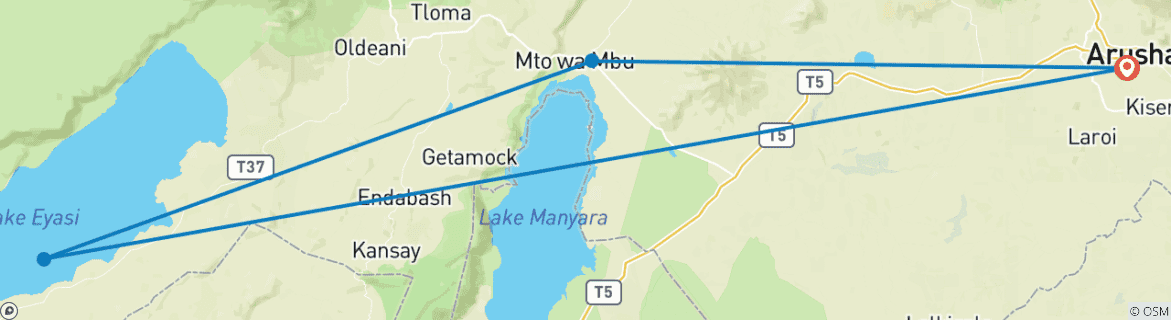 Karte mit der Reiseroute